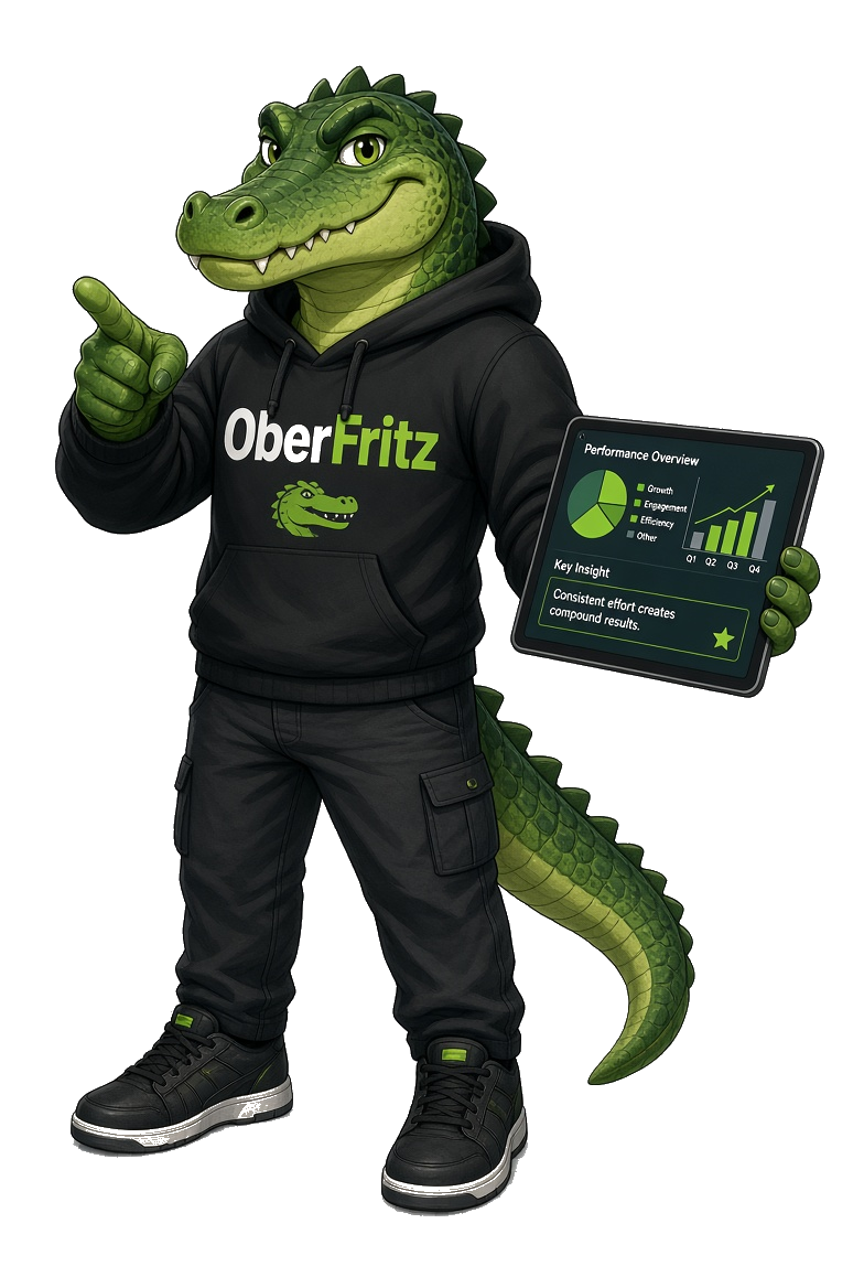 Fritz, o jacaré técnico, mascote da OberFritz